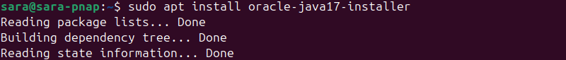 sudo apt install oracle-java17-installer terminal output