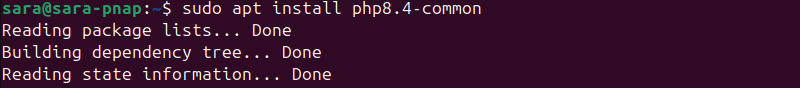 sudo apt install php8.4-common terminal output