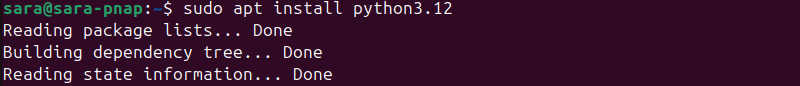 sudo apt install python3.12 terminal output