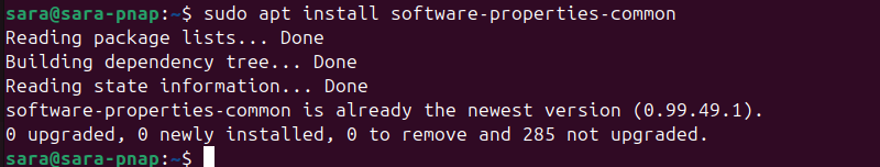 sudo apt install software-properties-common terminal output