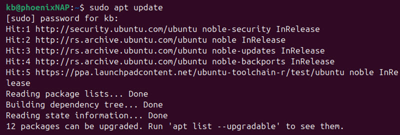 sudo apt update kernel terminal output