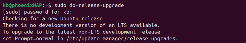 sudo do-release-upgrade terminal output
