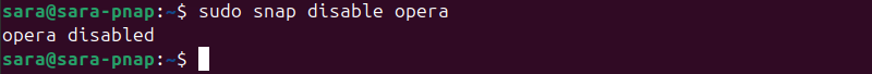 sudo snap disable opera terminal output