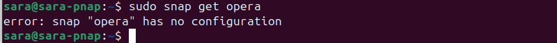 sudo snap get opera terminal output