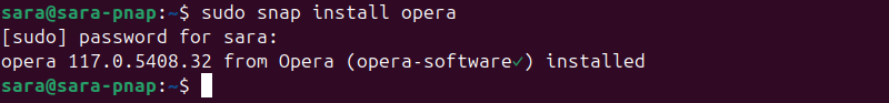 sudo snap install opera terminal output