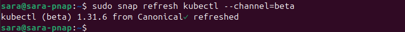 sudo snap refresh kubectl --channel=beta terminal output