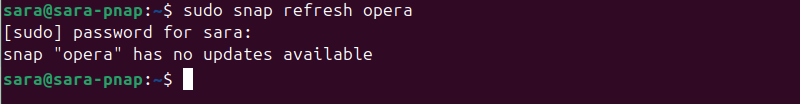 sudo snap refresh opera terminal output