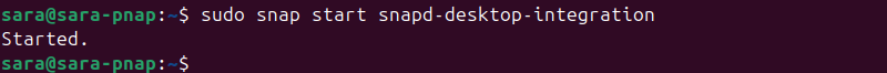 sudo snap start snapd-desktop-integration terminal output