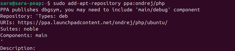 Terminal output for sudo add-apt-repository ppa:ondrej/php