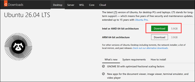Ubuntu downloads page