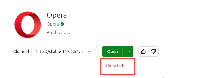 Uninstall Opera from Snap Store