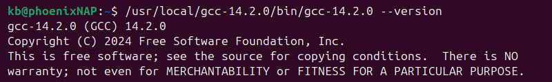 /usr/local/gcc-14.2.0 --version terminal output