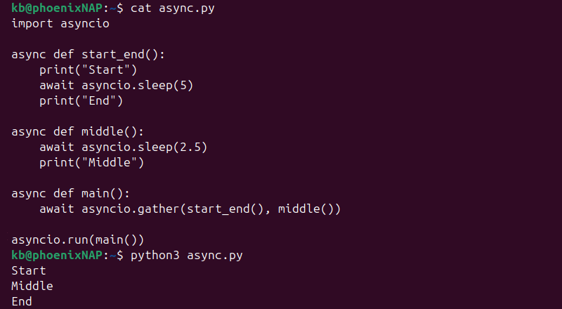 async.sleep Python output