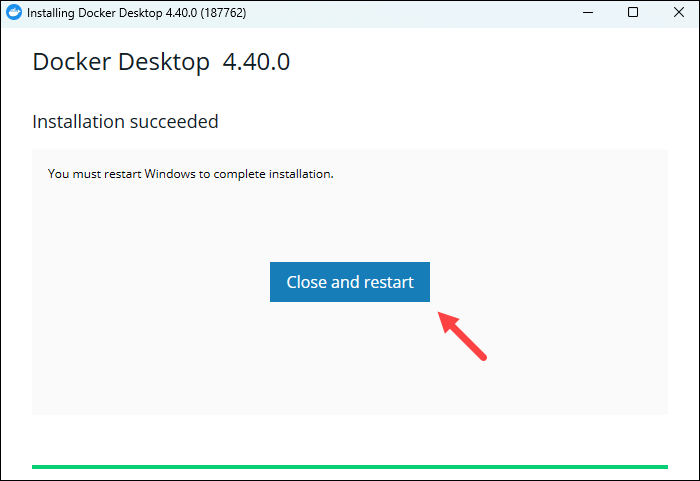 Finish Docker desktop installation.