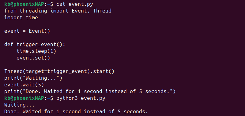 event.wait and event.set python output