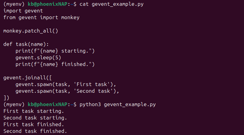 gevent sleep Python output