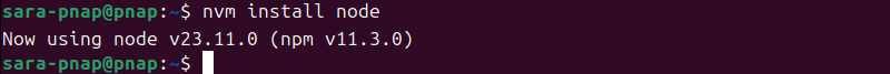 nvm install node terminal output