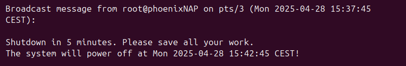 shutdown broadcast message terminal output