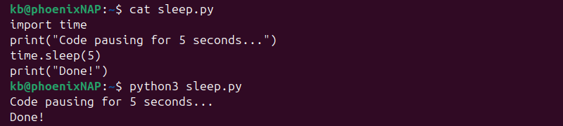 time.sleep(5) Python output