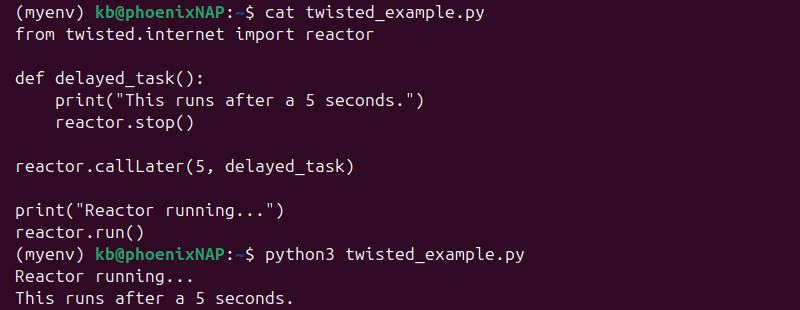 twisted.reactor Python output