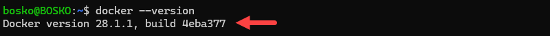 Checking Docker version.
