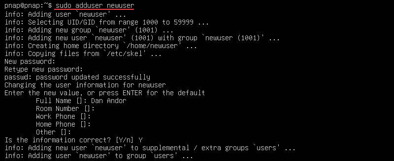 Create new user and add to sudo group in Linux.