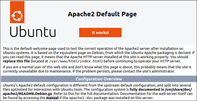 The Apache2 default page.