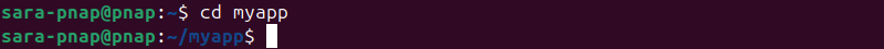 cd myapp terminal output