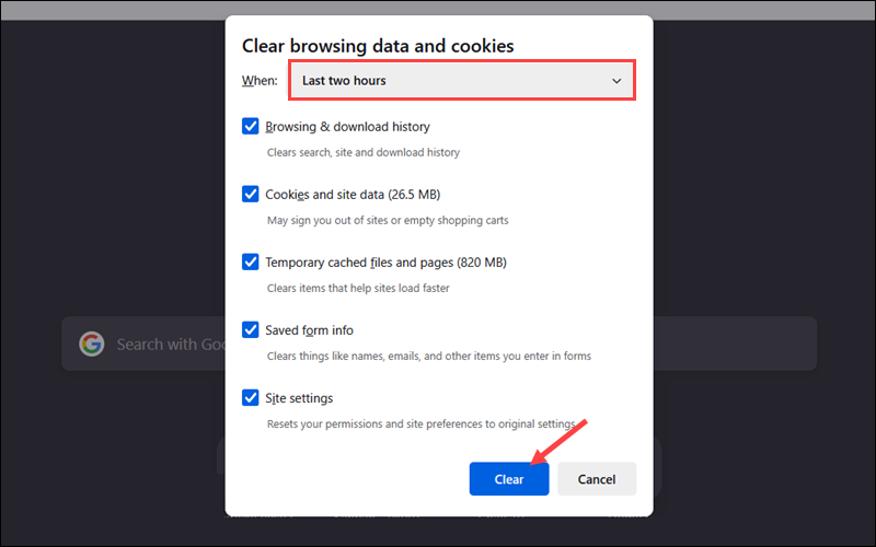 Clearing the cache in Firefox.