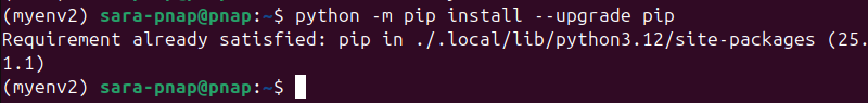 myenv2 python -m pip install --upgrade pip terminal output