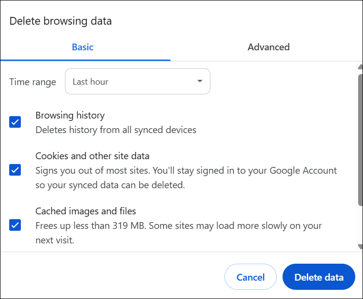 Error 502 troubleshooting: delete browsing data.