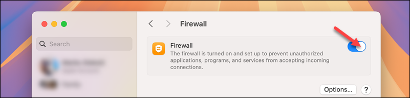 Disabling macOS Firewall.