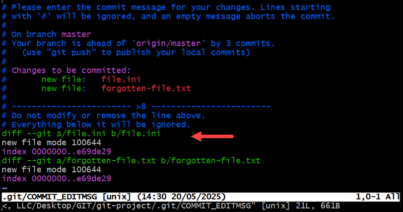 git commit verbose