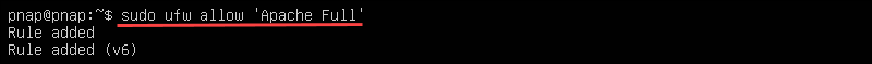 Enabling Apache traffic on UFW firewall.