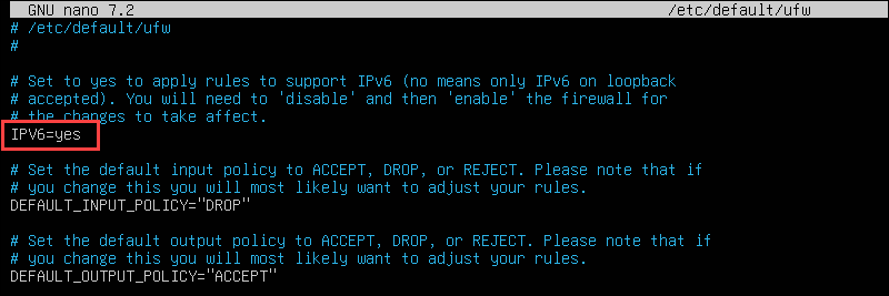 Enabling IPv6 in UFW on Ubuntu server.