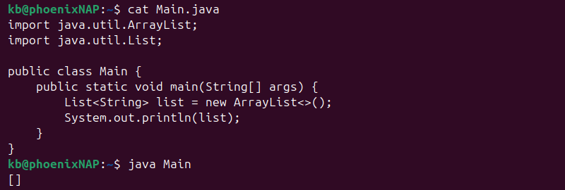 Java empty list output