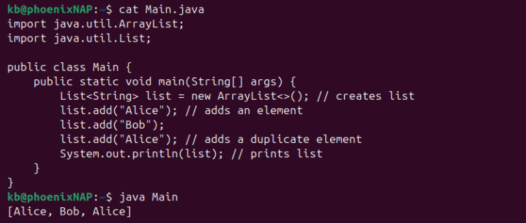 Java List Interface: Definition, Usage, Examples | phoenixNAP KB