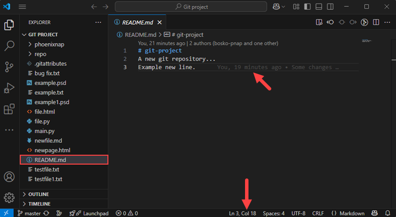 See git blame details in VS Code.