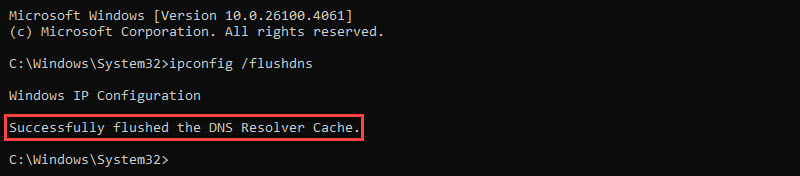 Flushing DNS cache in Windows.