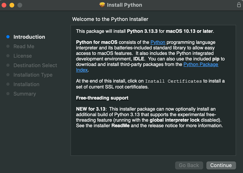 Python Installer on macOS