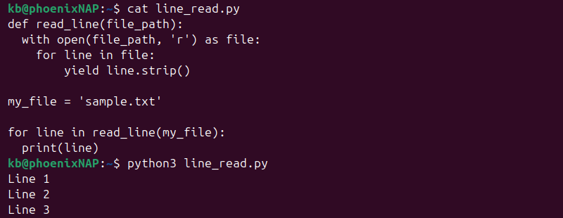 Python read line function output