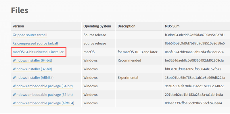 Selecting Installer for macOS