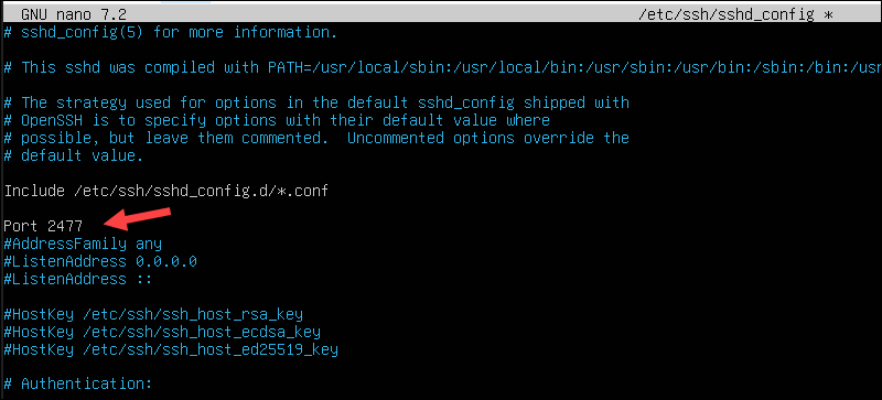 Changing the default SSH port number in Linux.