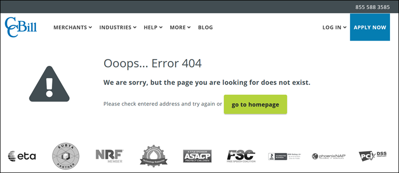 Custom 404 error page.