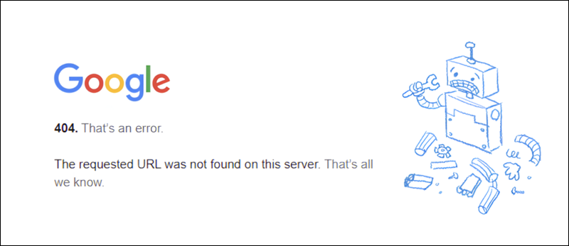 404 error in Chrome.