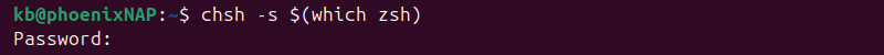 chsh zsh Linux terminal output