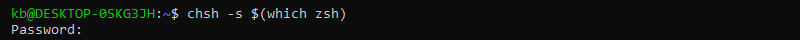 chsh zsh WSL output