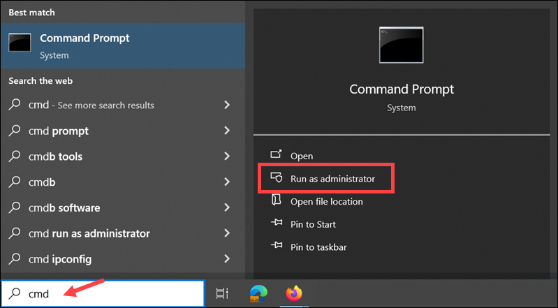 Opening the cmd in Windows as an administrator.