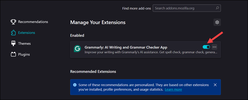 Disable an extension in Firefox.