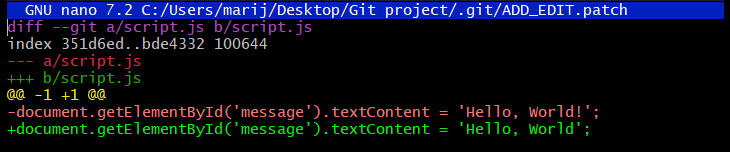 Editing a patch before staging.